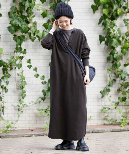 SLOBE IENA（スローブイエナ） 長袖ワンピース FREE チャコールグレー