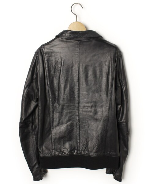 「shama」 レザーブルゾン 42 ブラック メンズ_画像2