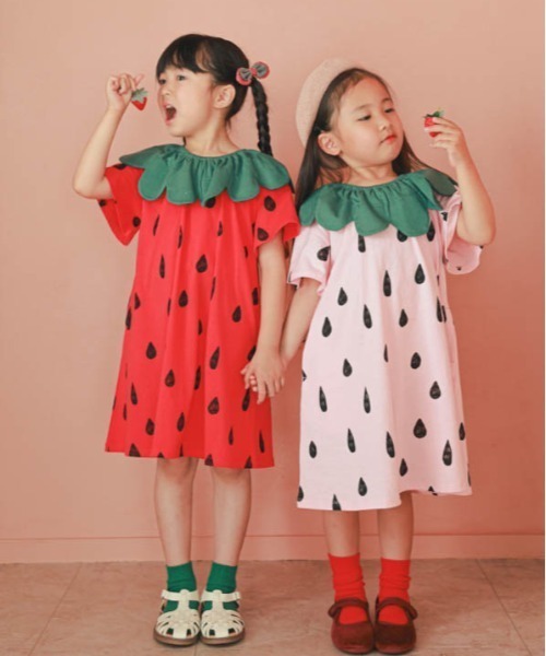 nicohrat（ニコフラート） ワンピース いちごワンピース キッズ 子供服