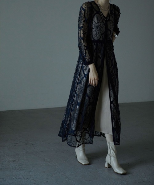 「etoll.」 7分袖ワンピース M ダークブルー レディース_画像5