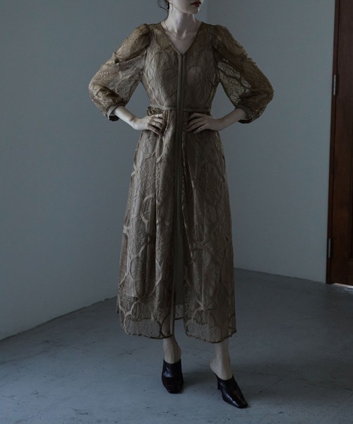 「etoll.」 7分袖ワンピース M ダークブルー レディース_画像8