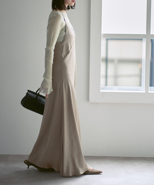 NOBLE（ノーブル） ワンピース サテンアジャストキャミワンピース