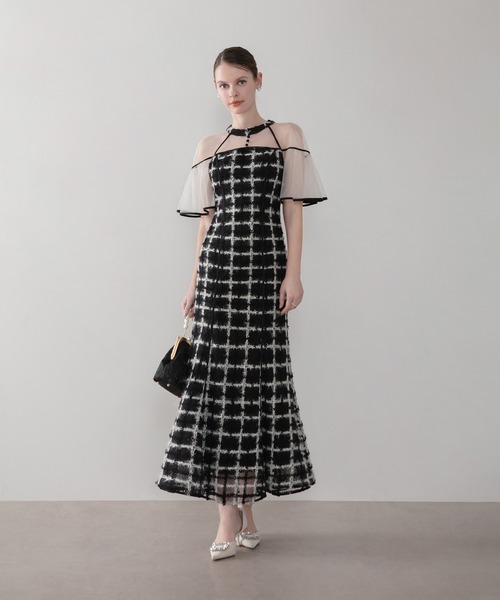 LEJA ドレス　ワンピース SOLD OUT】2WAYリボンボレロドットストーンワンピースドレス