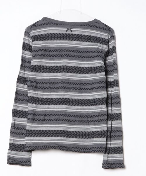 「roar」 ボーダー柄長袖Tシャツ 2 グレー メンズ_画像2