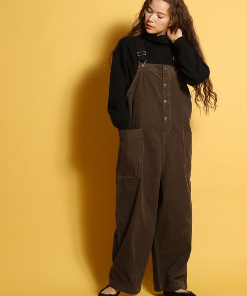 ニコアンド ブラウン オーバーオール niko and…（ニコアンド） オーバーオール LARGE ブラウン レディース