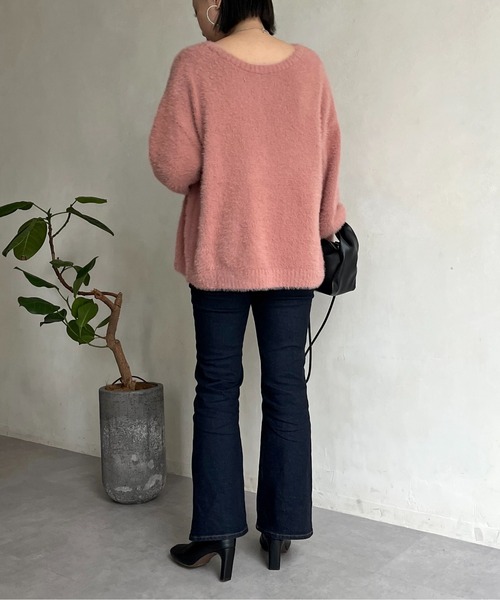 「prose verse」 ニットカーディガン フリ- ピンク レディース_画像5