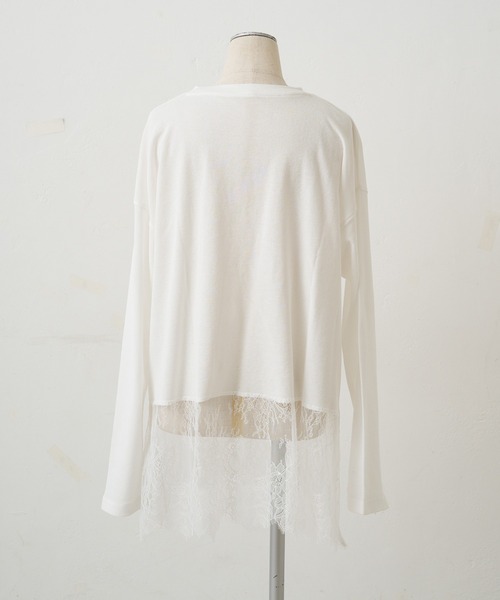 pual ce cin tシャツ レースヘムシアーワッフルカットソー レディース