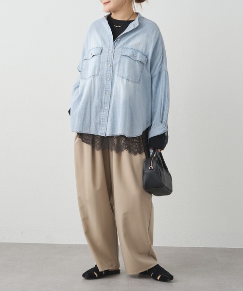 pual ce cin tシャツ レースヘムシアーワッフルカットソー レディース