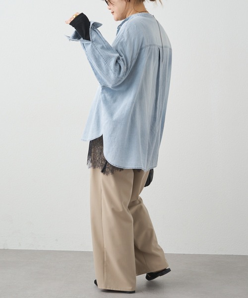 pual ce cin tシャツ レースヘムシアーワッフルカットソー レディース