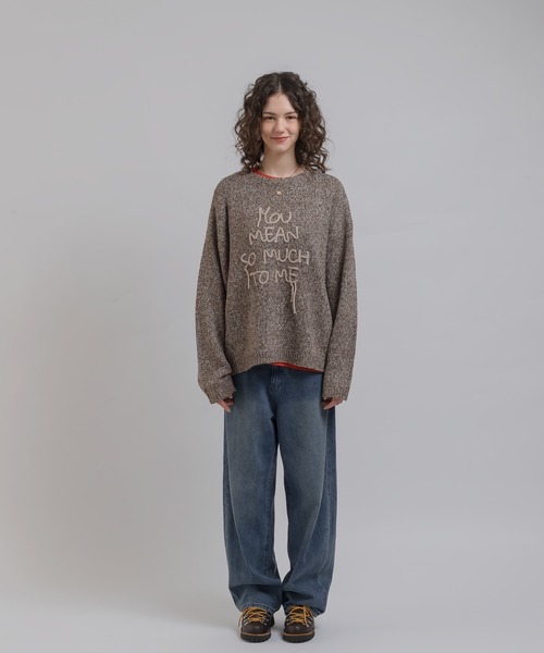 「MUHET」 長袖ニット X-LARGE チャコールグレー レディース_画像2