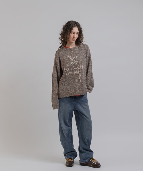 「MUHET」 長袖ニット X-LARGE チャコールグレー レディース_画像3