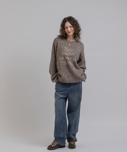 「MUHET」 長袖ニット X-LARGE チャコールグレー レディース_画像4