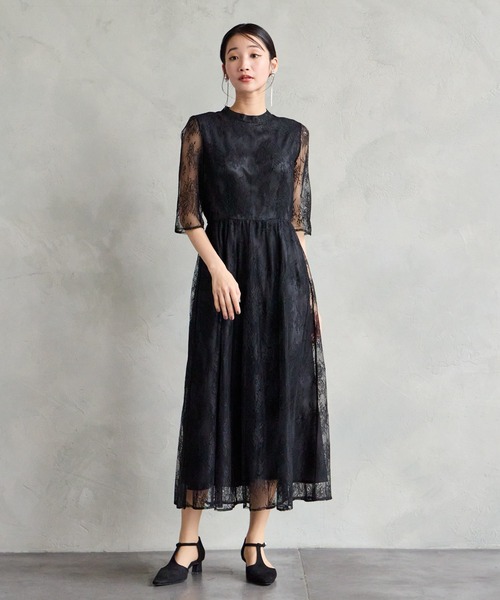 「AIMER」 7分袖ワンピース MEDIUM ブラック レディース_画像3