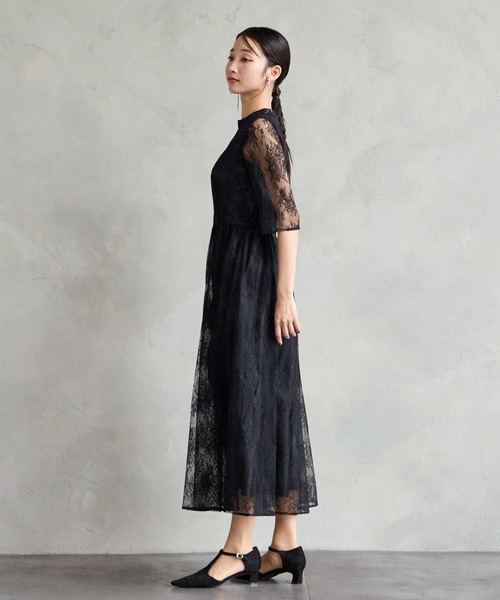 「AIMER」 7分袖ワンピース MEDIUM ブラック レディース_画像4