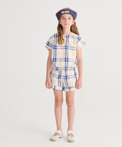 ブラウス シャツ Fun Tartan 半袖ブラウス「キッズ」 キッズ 子供服 男の子 女の子の画像
