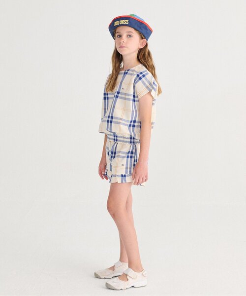 ブラウス シャツ Fun Tartan 半袖ブラウス「キッズ」 キッズ 子供服 男の子 女の子の画像