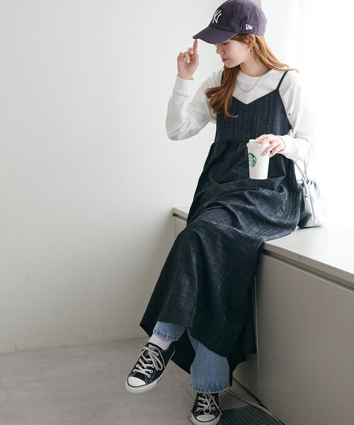 「DISCOAT」 キャミソールワンピース MEDIUM ブラック レディース_画像5