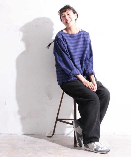 「soulberry」 長袖ブラウス 3L ブルー レディース_画像7