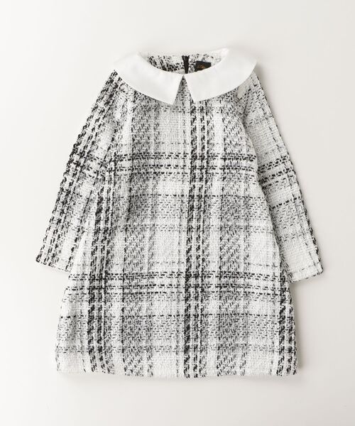 「Rora」 「KIDS」長袖ワンピース 120cm ホワイト×ブラック キッズ_画像3