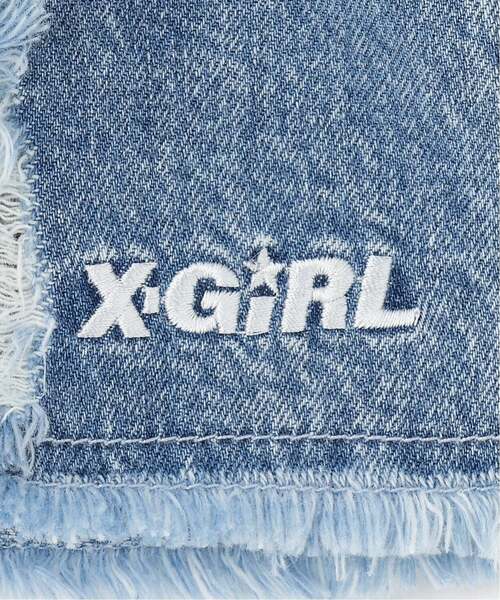 パンツ 豹柄レイヤードクラッシュ加工デニムショートパンツ キッズ 子供服 女の子の画像