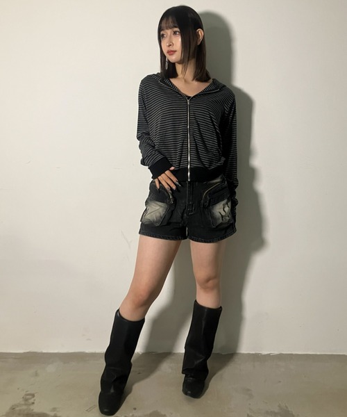 「.KOM」 ジップアップパーカー FREE ブラック レディース_画像6