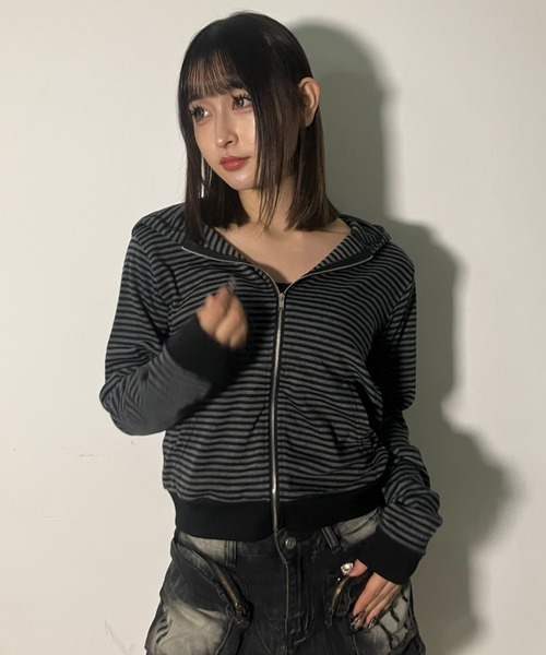 「.KOM」 ジップアップパーカー FREE ブラック レディース_画像8