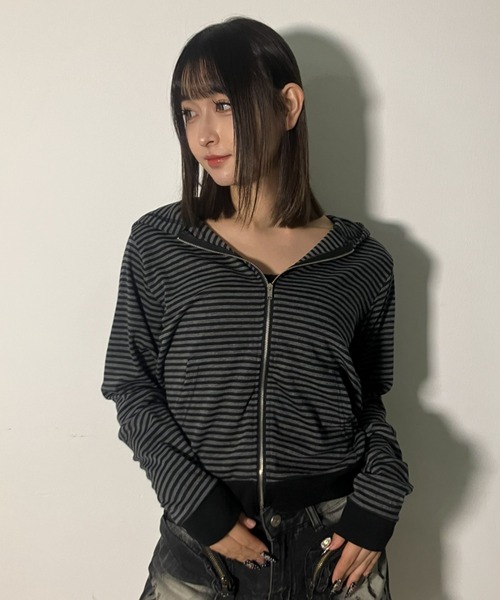 「.KOM」 ジップアップパーカー FREE ブラック レディース_画像9