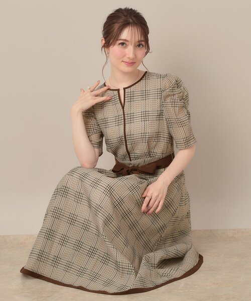 「couture brooch」 半袖ワンピース 38 グレー レディース_画像6