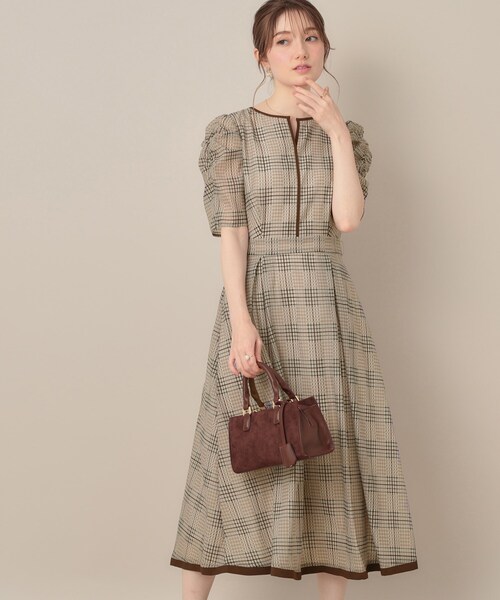 「couture brooch」 半袖ワンピース 38 グレー レディース_画像7