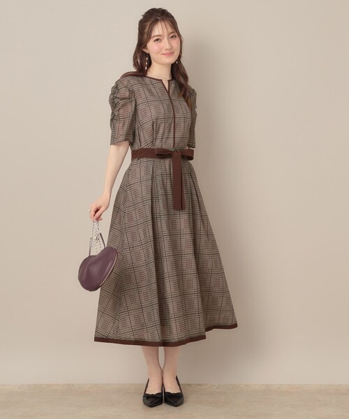「couture brooch」 半袖ワンピース 38 グレー レディース_画像9