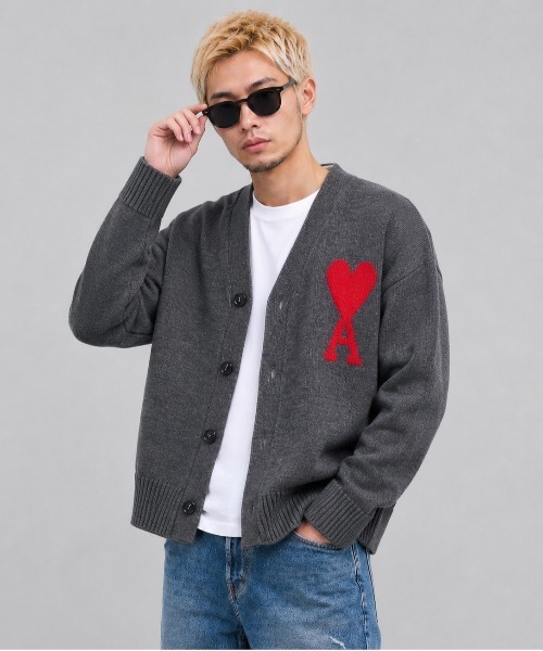 カーディガン AMI PARIS / AMI BIG HEART LOGO CADIGAN / AMI Paris.01 メンズ レディースの画像