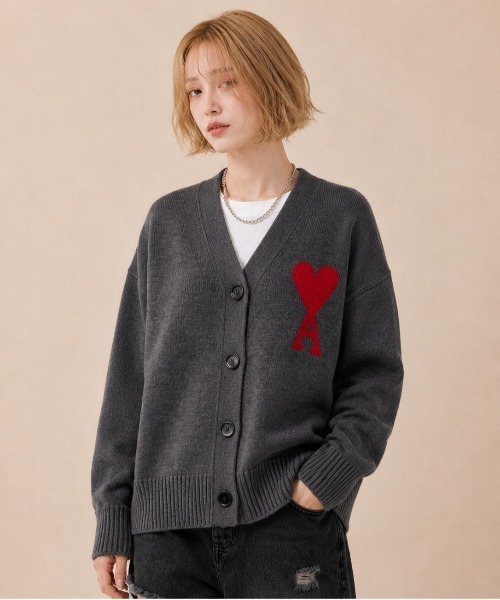 カーディガン AMI PARIS / AMI BIG HEART LOGO CADIGAN / AMI Paris.01 メンズ レディースの画像