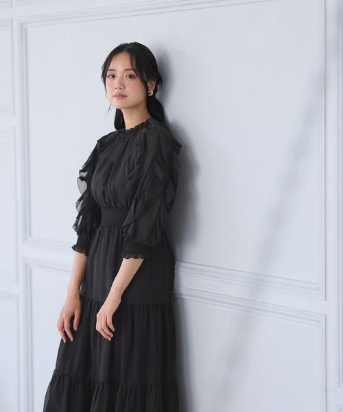 「PourVous」 長袖ワンピース M ピンク系その他 レディース_画像4