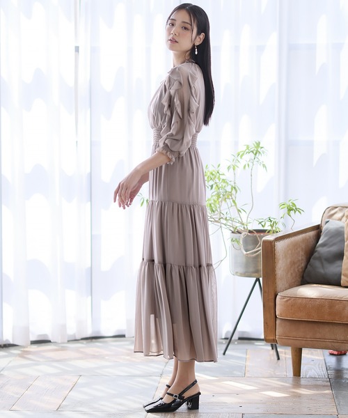 「PourVous」 長袖ワンピース M ピンク系その他 レディース_画像6