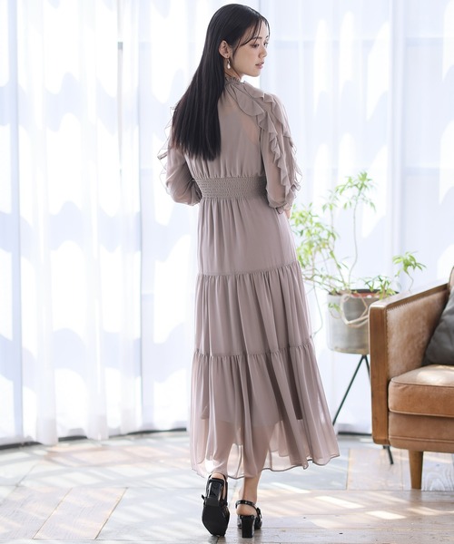 「PourVous」 長袖ワンピース M ピンク系その他 レディース_画像7