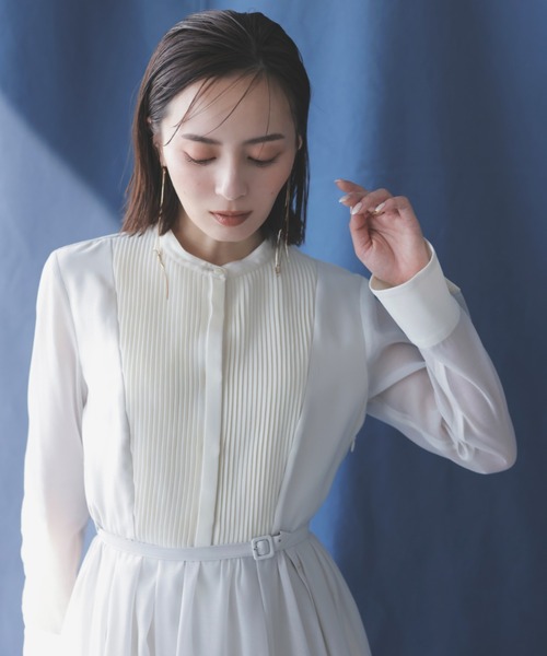 「anuans」 長袖ワンピース MEDIUM ホワイト系その他 レディース_画像5