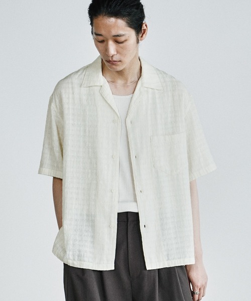 WYM LIDNM シャツ 半袖 GAUZE JACQUARD CHECK H/S SHIRT メンズ