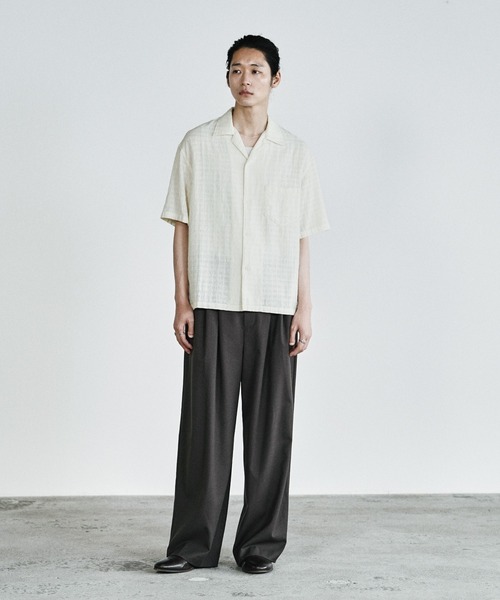 WYM LIDNM シャツ 半袖 GAUZE JACQUARD CHECK H/S SHIRT メンズ