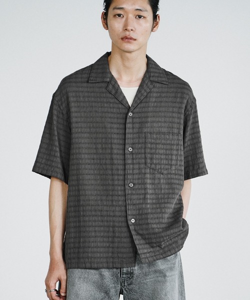 WYM LIDNM シャツ 半袖 GAUZE JACQUARD CHECK H/S SHIRT メンズ