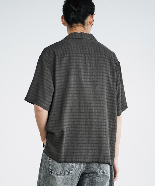WYM LIDNM シャツ 半袖 GAUZE JACQUARD CHECK H/S SHIRT メンズ 