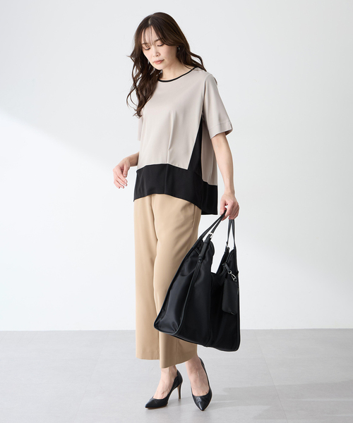 tシャツ ブロッキング配色カットプルオーバー「接触冷感」 レディースの画像