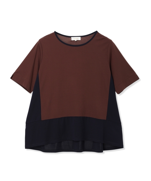 tシャツ ブロッキング配色カットプルオーバー「接触冷感」 レディースの画像
