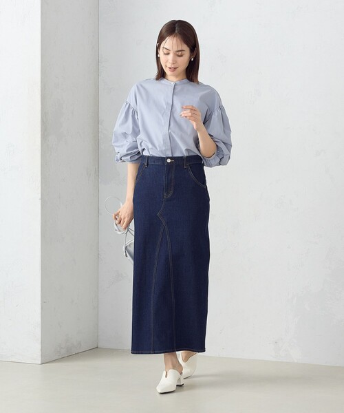 「COMME CA ISM」 デニムスカート LARGE ブルー レディース_画像2