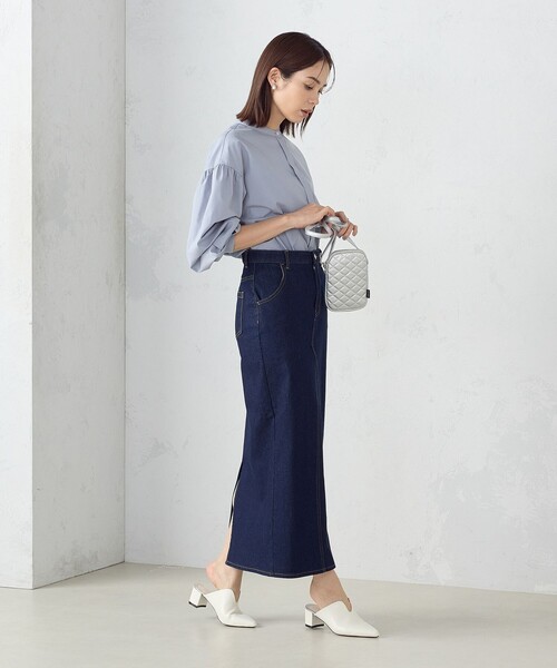 「COMME CA ISM」 デニムスカート LARGE ブルー レディース_画像3