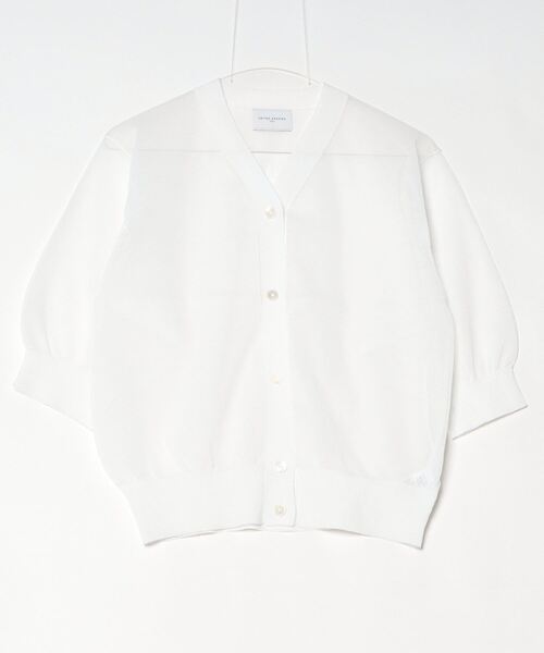 UNITED ARROWS クルーネックカーディガン ホワイト UNITED ARROWS（ユナイテッドアローズ） 7分袖ニットカーディガン