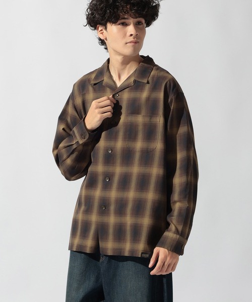 美品70sPENDLETON オンブレボードシャツ 開襟 オープンカラーブラウン PENDLETON（ペンドルトン） シャツ 「」別注コットンレーヨン開襟