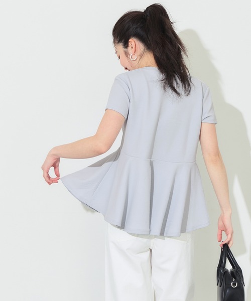 coca（コカ） tシャツ ＼26ss新色追加／ エンボス加工裾フリル半袖プル