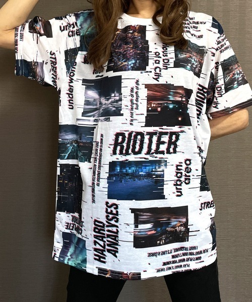 GGD tシャツ ストリート フォト 昇華転写 総柄 tシャツ ロゴ カラフル 