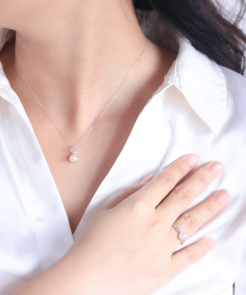 指輪 リング 6月誕生石 K10 ホワイトゴールド あこや真珠 リング BLOOM/ブルーム レディースの画像