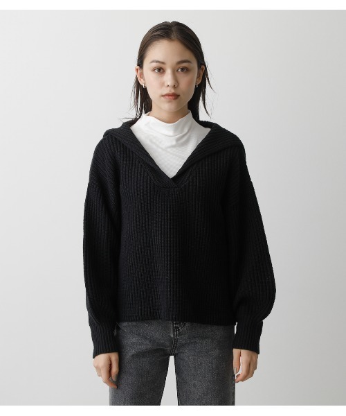 AZUL BY MOUSSY ニット SAILOR COLOR KNIT TOPS/セーラーカラー